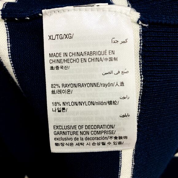 Charter Club Cardigan Womens Size XL Blue Striped Faux Pearl Button Long Sleeve - Picture 5 of 10